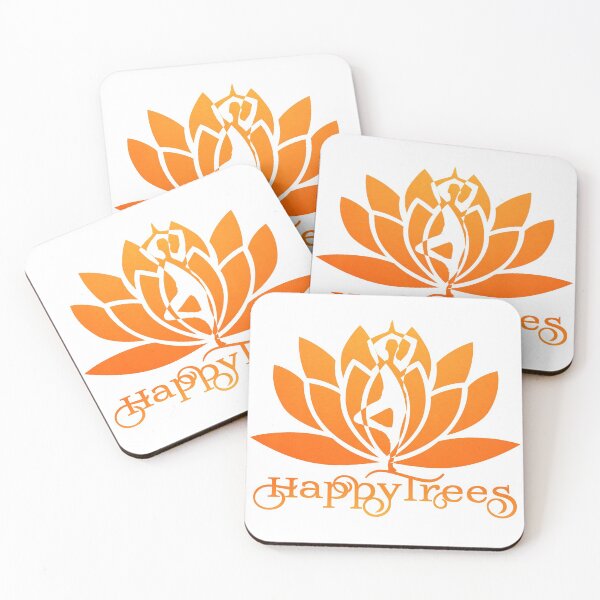 Item preview, Yoga Orange Ombre Happy Trees Pose and Lotus Art designed and sold by Fashionmonger.