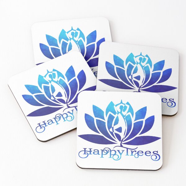 Item preview, Sea Blue Happy Trees Watercolor Yoga Pose and Lotus Art designed and sold by Fashionmonger.