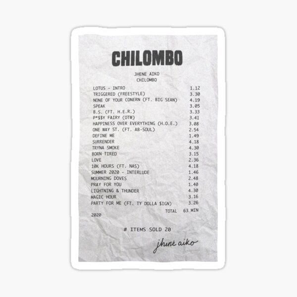 Chilombo Receipt Sticker