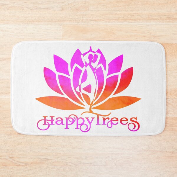 Item preview, Sunset Happy Trees Pink and Orange Watercolor Yoga Pose and Lotus Art v2 designed and sold by Fashionmonger.