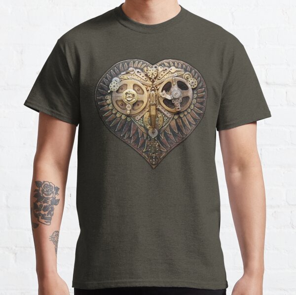 Steampunk Owl Love Heart Golden Classic T-Shirt