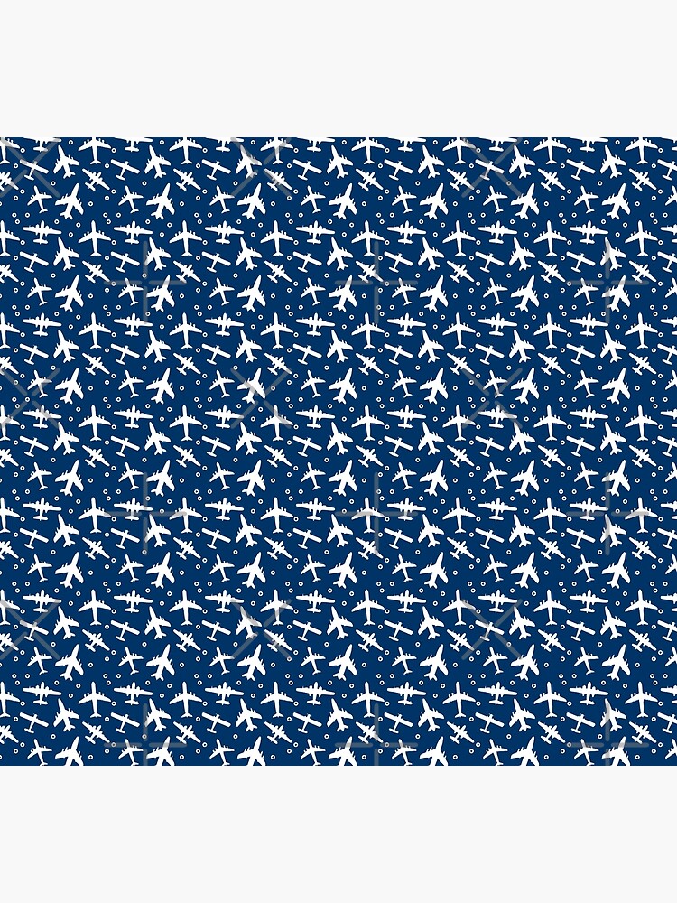 Blue and White Aeroplanes Silhouette Pattern by CreativeTwins