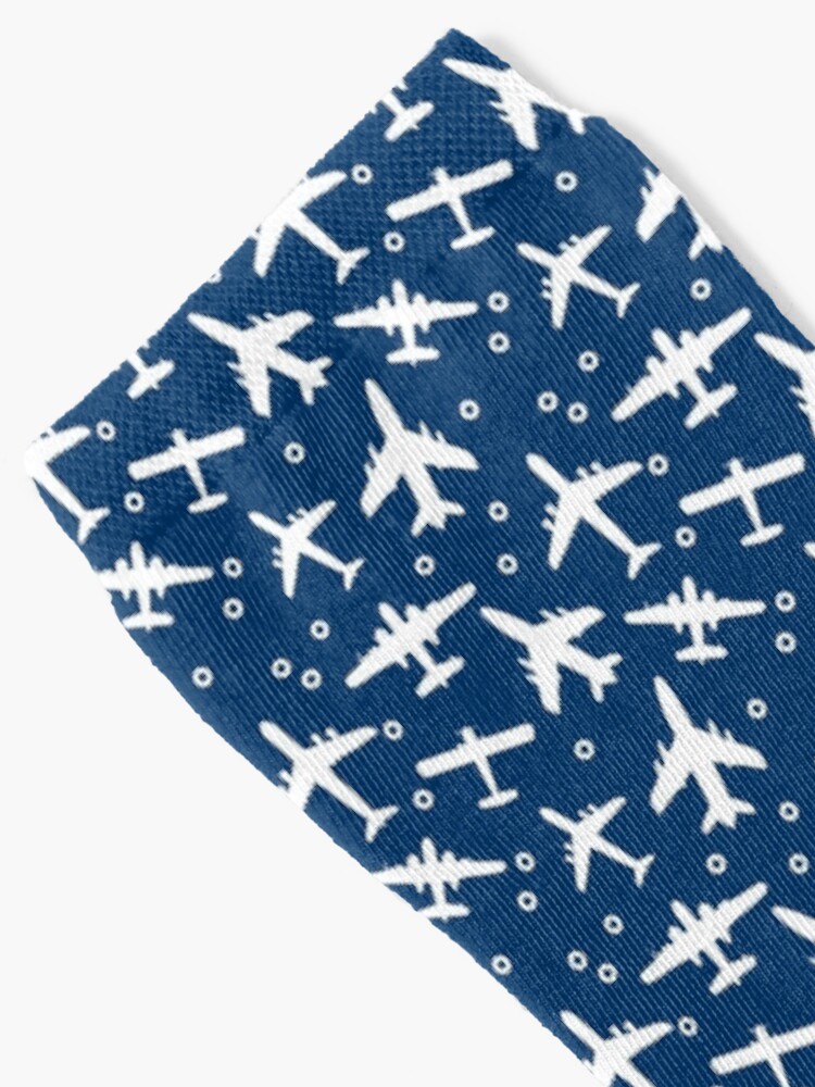 Alternate view of Blue and White Aeroplanes Silhouette Pattern Socks