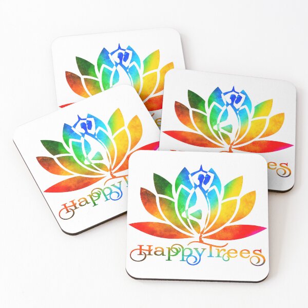 Item preview, Rainbow Watercolor Happy Trees Yoga Pose and Lotus Art designed and sold by Fashionmonger.