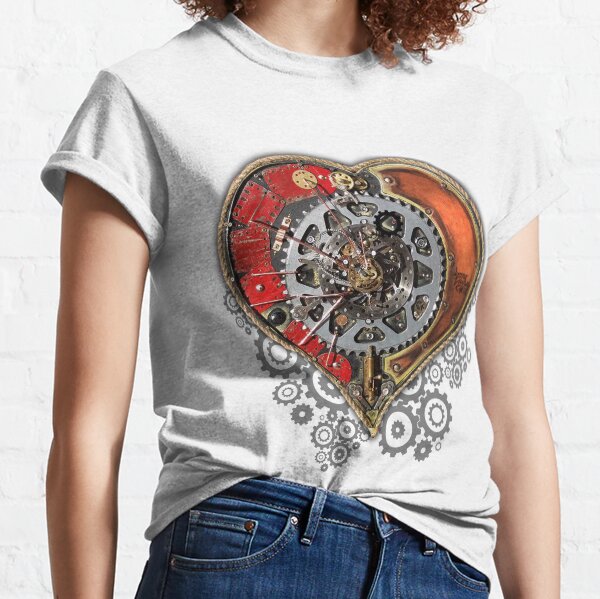 Steampunk Love Heart Upcycled Artwork Classic T-Shirt
