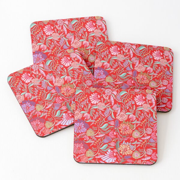 Item preview, Floral Garden Doodle -  Red Colorful Palette designed and sold by Sketchbook Designs.