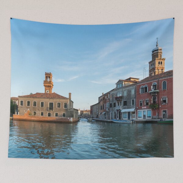 Item preview, Vibrant Murano Island - Glossy Afternoon with Clock and Bell Towers  designed and sold by Georgia Mizuleva.