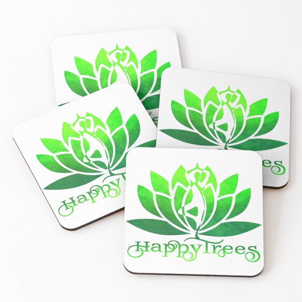 Item preview, Spring Green Happy Trees Watercolor Yoga Pose and Lotus Art designed and sold by Fashionmonger.