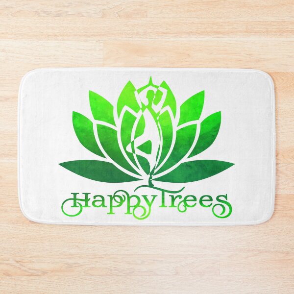 Item preview, Spring Green Happy Trees Watercolor Yoga Pose and Lotus Art designed and sold by Fashionmonger.