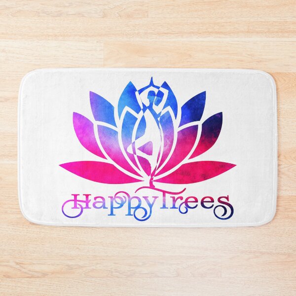 Item preview, Pink and Blue Watercolor Yoga Happy Trees Pose and Lotus Art designed and sold by Fashionmonger.