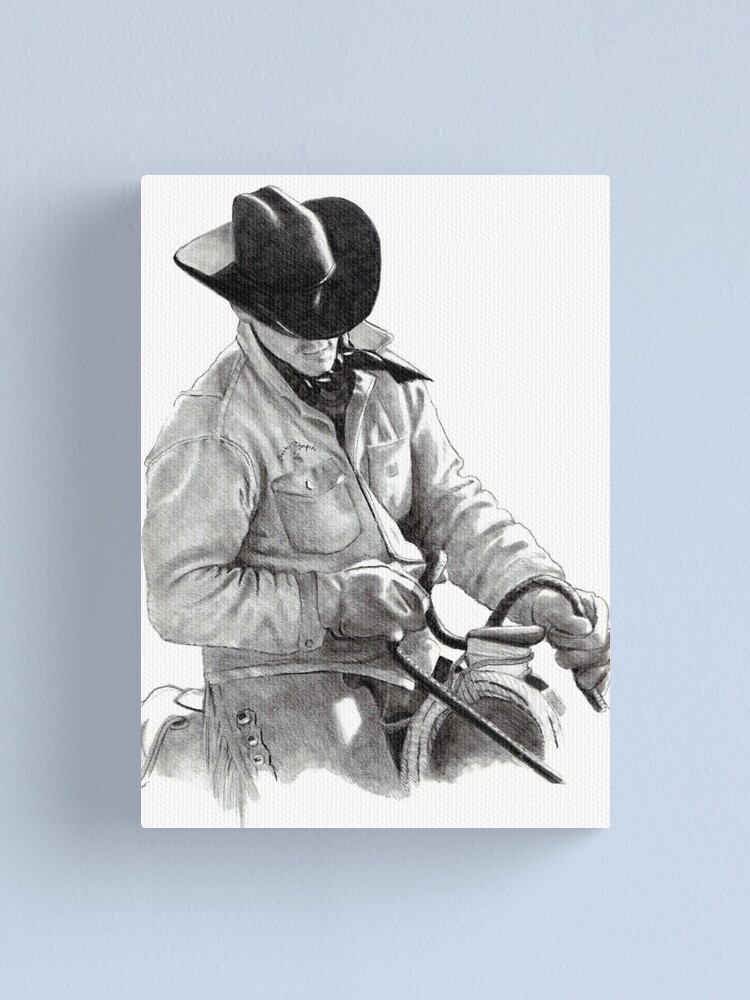 Cowboy in the Saddle Horse Trainer Pencil Drawing Western Art Canvas  Print for Sale by Joyce Geleynse  Redbubble