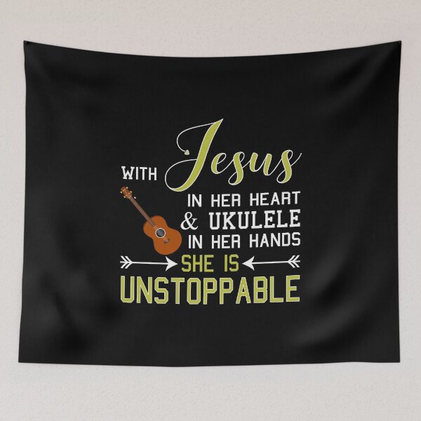 Item preview, WITH JESUS IN HER HEART & UKULELE HANDS SHE IS Unstoppable design designed and sold by nikkidawn74.