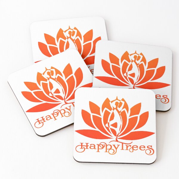Item preview, Neon Orange Ombre Happy Trees Pose Yoga and Lotus Art designed and sold by Fashionmonger.