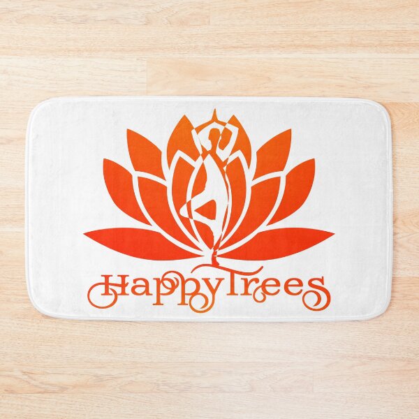 Item preview, Neon Orange Ombre Happy Trees Pose Yoga and Lotus Art designed and sold by Fashionmonger.