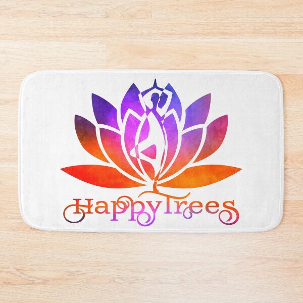 Item preview, Purple Red and Orange Happy Trees Watercolor Yoga Pose and Lotus Art v3 designed and sold by Fashionmonger.