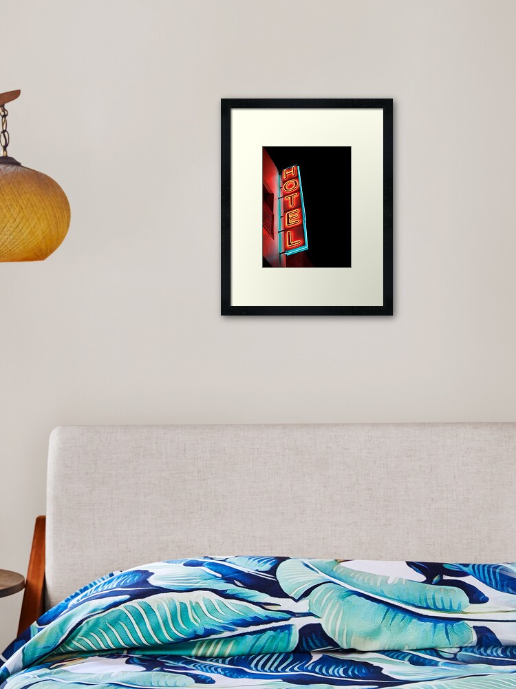 Thumbnail 1 of 7, Framed Art Print, The colorful neon sign of Hotel Jnane Sbile in Fes, Morocco. designed and sold by Alex-Strange.