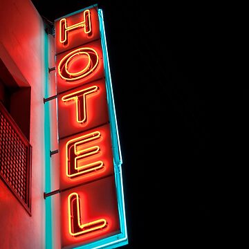 Artwork thumbnail, The colorful neon sign of Hotel Jnane Sbile in Fes, Morocco. by Alex-Strange