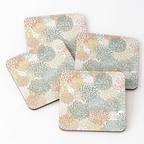 Item preview, Floral Pattern, Mixed Blooms, Peach, Green, Brown designed and sold by meggydesigns.