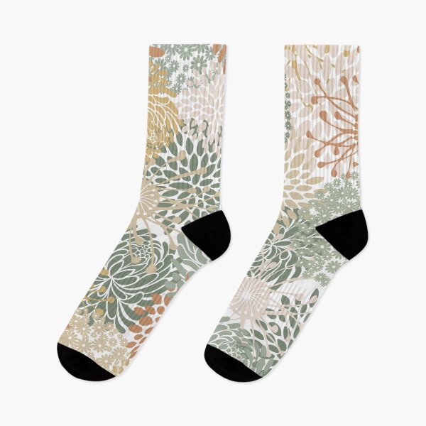 Item preview, Floral Pattern, Mixed Blooms, Peach, Green, Brown designed and sold by meggydesigns.