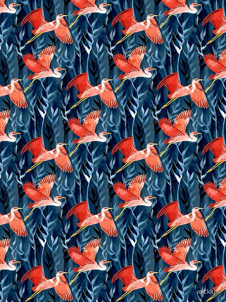 Birds and Reeds in Red and Blue by micklyn