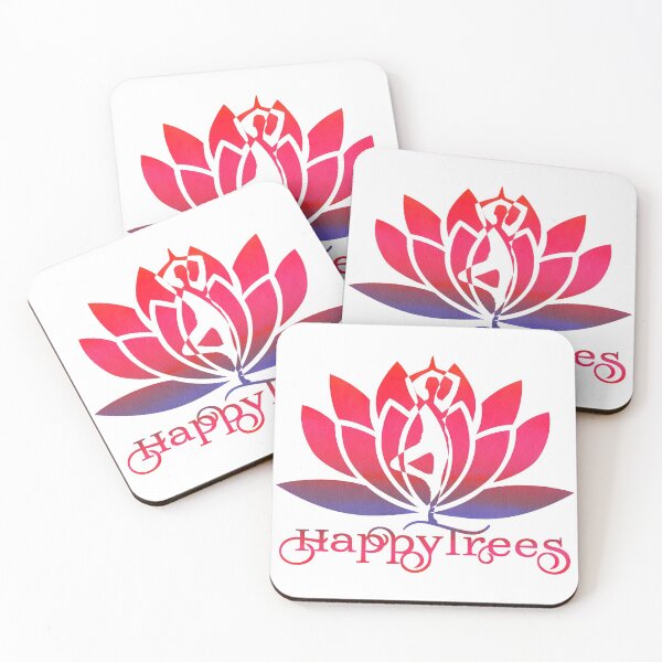 Item preview, WaterMelon Pink and Purple Watercolor Paper Yoga Happy Trees Pose and Lotus Art designed and sold by Fashionmonger.