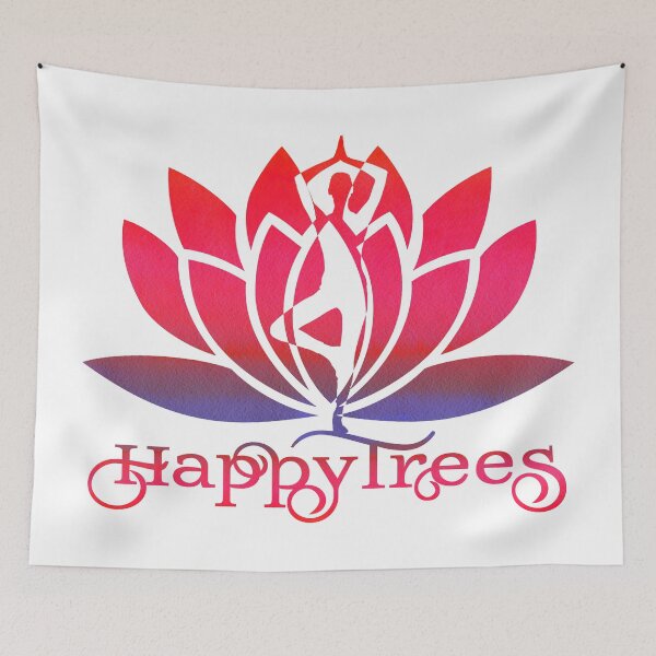 Item preview, WaterMelon Pink and Purple Watercolor Paper Yoga Happy Trees Pose and Lotus Art designed and sold by Fashionmonger.