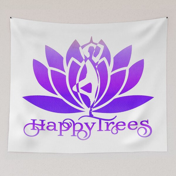 Item preview, Purple Happy Trees Watercolor Yoga Pose and Violet Lavender Lotus Art designed and sold by Fashionmonger.