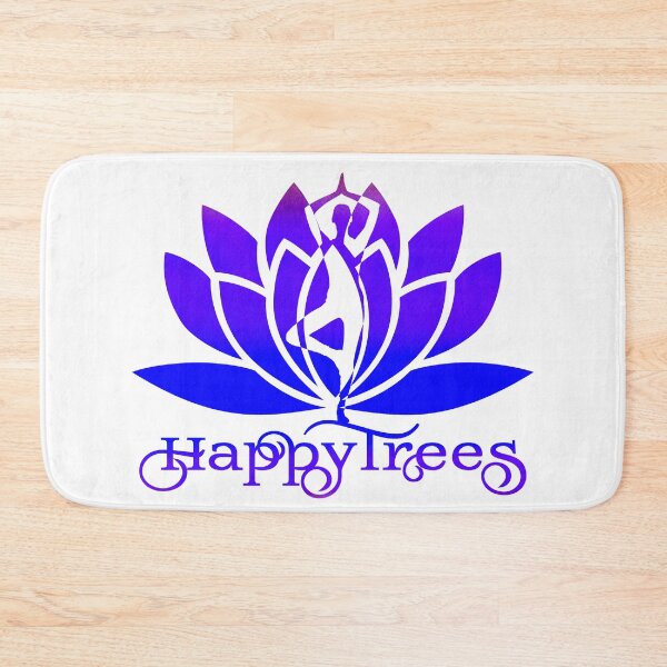 Item preview, Royal Blue and Indigo Ombre Happy Trees Pose Yoga and Lotus Art designed and sold by Fashionmonger.