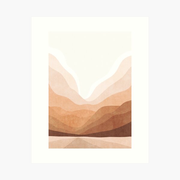 Warm mountain landscape in terracotta and pink Art Print
