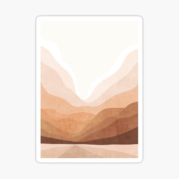 Warm mountain landscape in terracotta and pink Sticker
