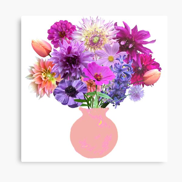 Dahlia and tulip bouquet sticker by Tea with Xanthe Metal Print