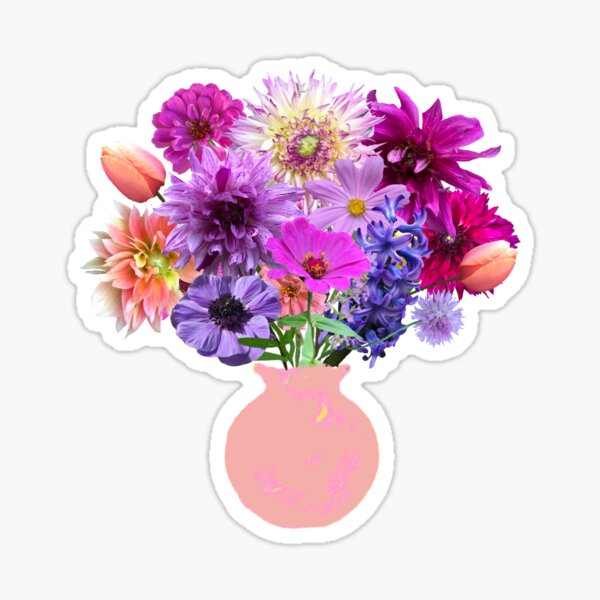 Dahlia and tulip bouquet sticker by Tea with Xanthe Sticker
