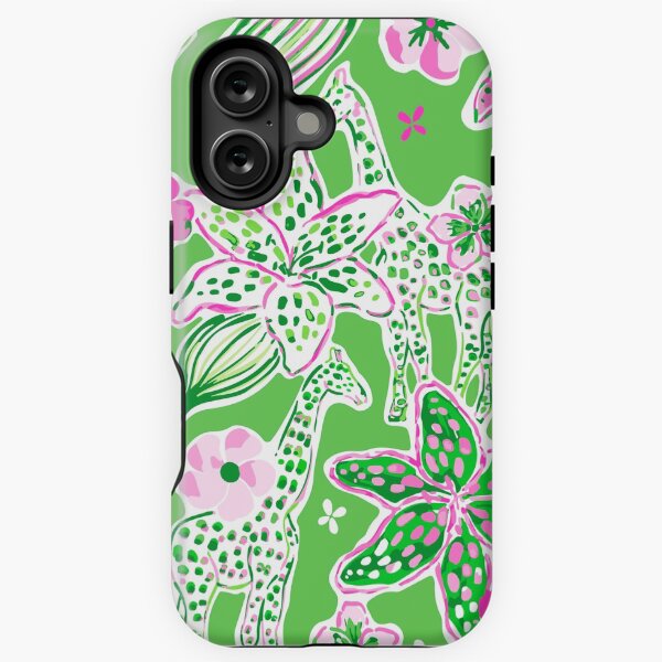 Artikel-Vorschau von Preppy Pink Lime Green Giraffe Muster, designt und verkauft von emrdesigns.