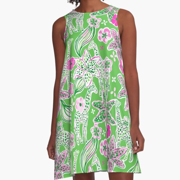 Artikel-Vorschau von Preppy Pink Lime Green Giraffe Muster, designt und verkauft von emrdesigns.