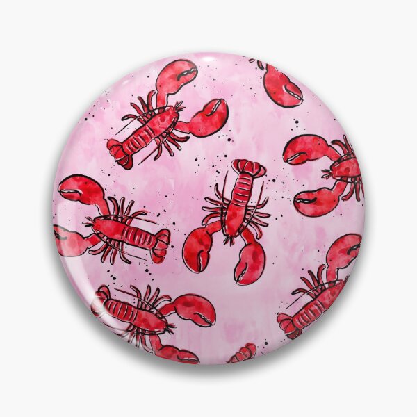 Item preview, lobsters - ink and watercolor - red on pink designed and sold by littlearrow.