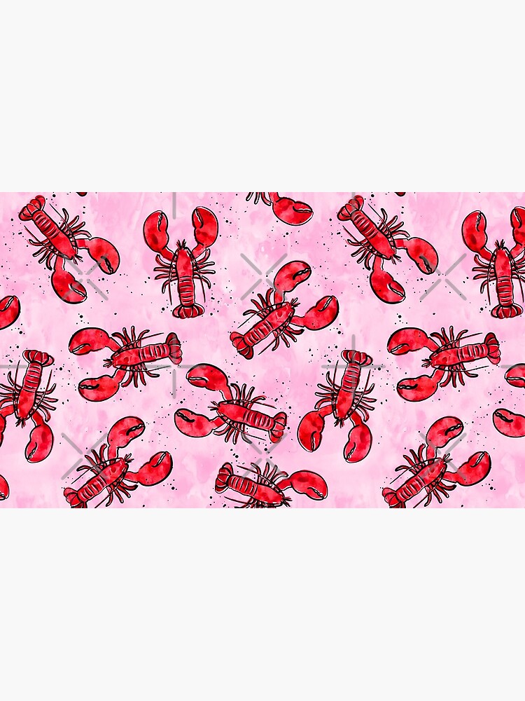 lobsters - ink and watercolor - red on pink iPhone Wallet for