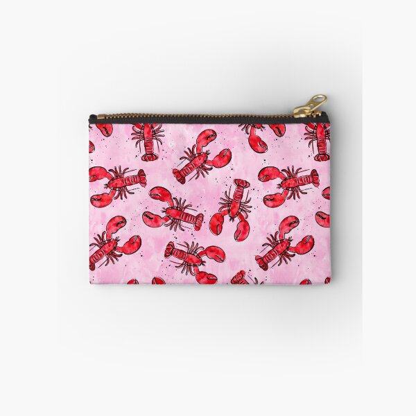 Item preview, lobsters - ink and watercolor - red on pink designed and sold by littlearrow.