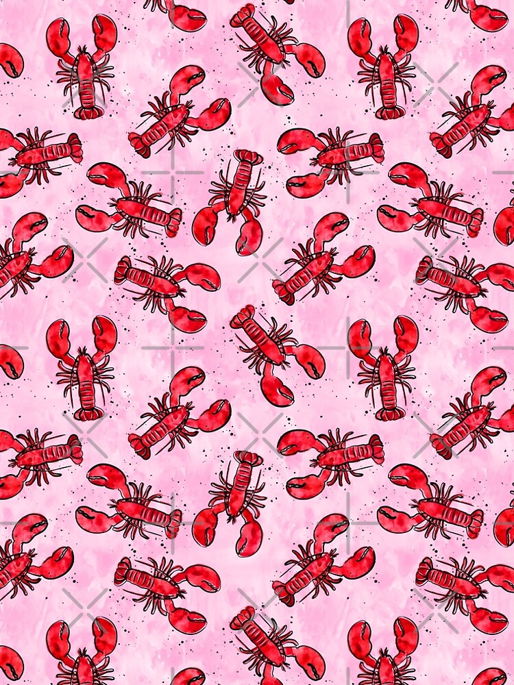 lobsters - ink and watercolor - red on pink iPhone Wallet for