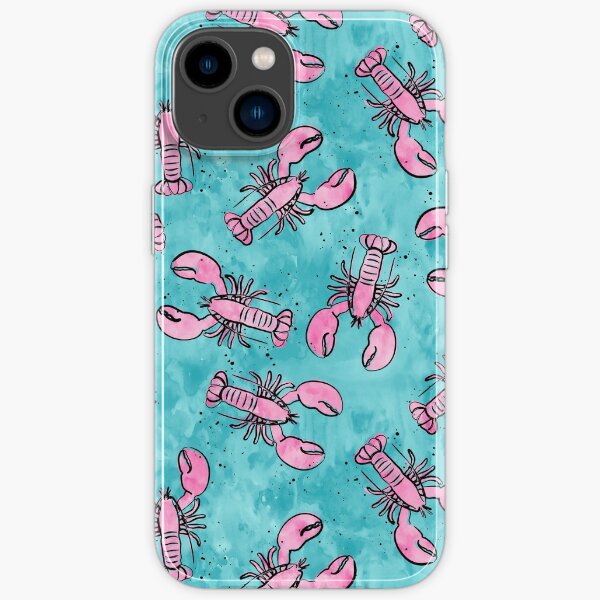 lobsters - ink and watercolor - red on pink iPhone Wallet for