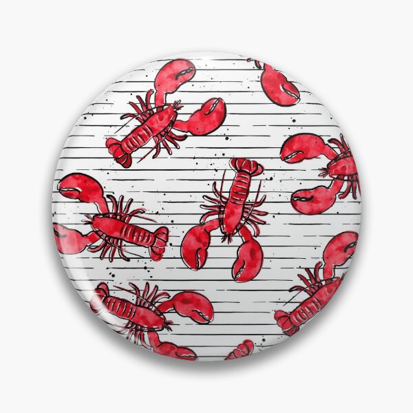Item preview, lobsters - ink and watercolor - red on black stripes designed and sold by littlearrow.