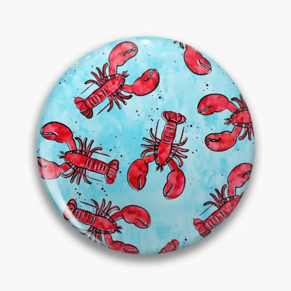 Item preview, lobsters - ink and watercolor - red on blue designed and sold by littlearrow.