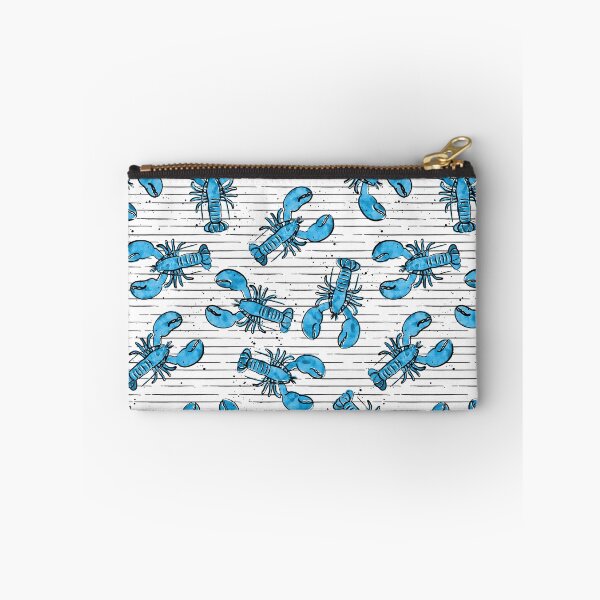 Item preview, lobsters - ink and watercolor - blue stripes designed and sold by littlearrow.