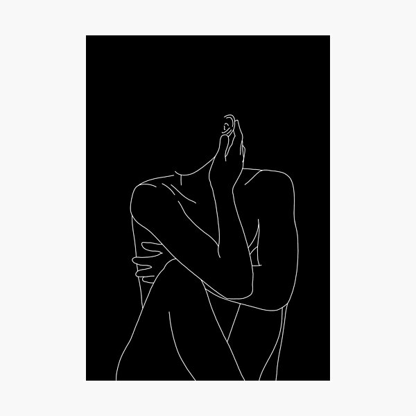 Nude figure illustration - Celina Black Photographic Print