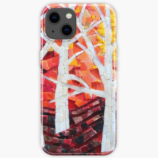 Sunset over the Birches Mosaic by Sue Kershaw iPhone Soft Case
