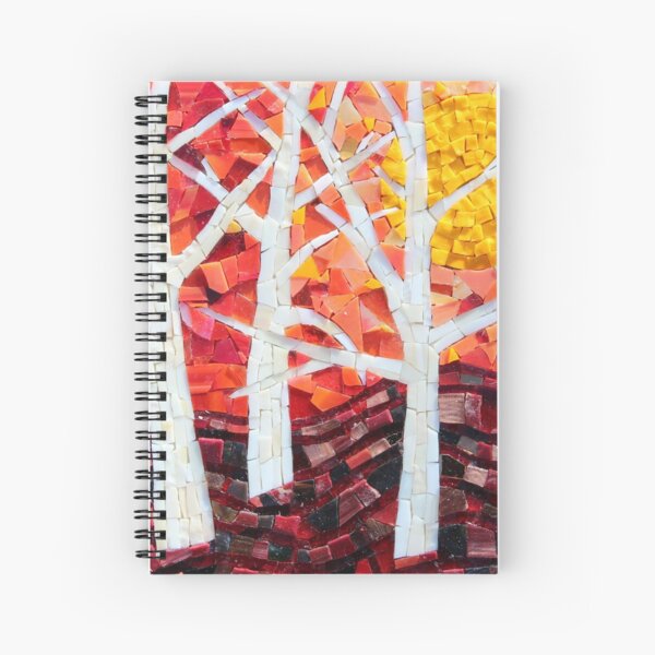 Sunset over the Birches Mosaic by Sue Kershaw Spiral Notebook
