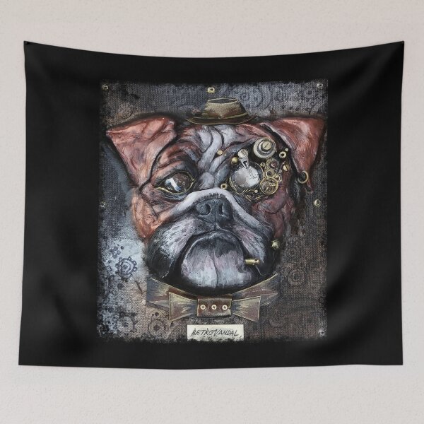 Item preview, Steampunk Bulldog with Monocle & Hat Art  designed and sold by RetroVandal.