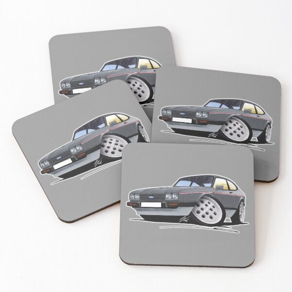 Item preview, Ford Capri (Mk3) 2.8i Grey/Silver - Caricature Car Art designed and sold by Yeomans Cartoons.