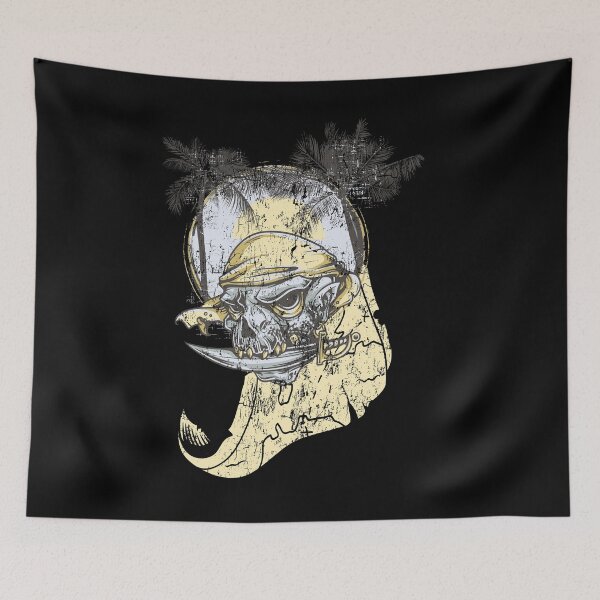 Item preview, Pirate Skull On A Sunny Caribbean Background designed and sold by TinoThreads.