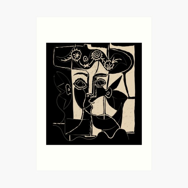 Picasso Frauenkopf # 8 schwarze Linie Kunstdruck