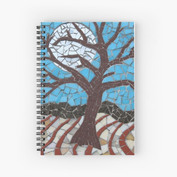 Moonlit Tree Mosaic by Sue Kershaw Spiral Notebook
